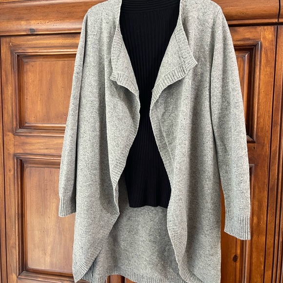 Vintage Fisherman Out Of Ireland 100% Lambswool cardigan duster * flaw - Picture 2 of 14